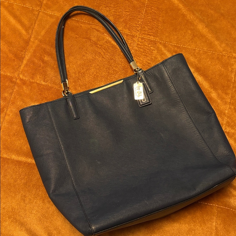Coach Leather Large Tote Blue